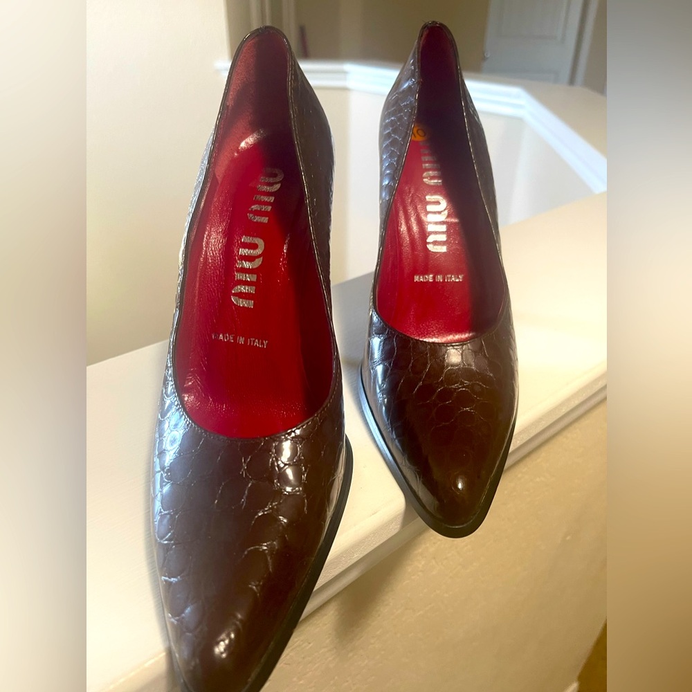 Miu miu croc embossed stiletto